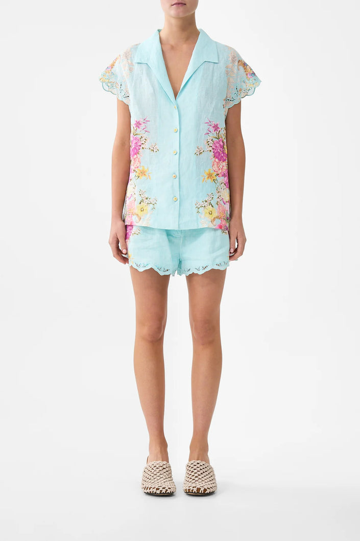 Camilla Bazaar Blooms Button Through Collared Top