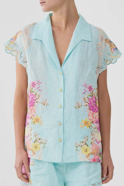 Camilla Bazaar Blooms Button Through Collared Top