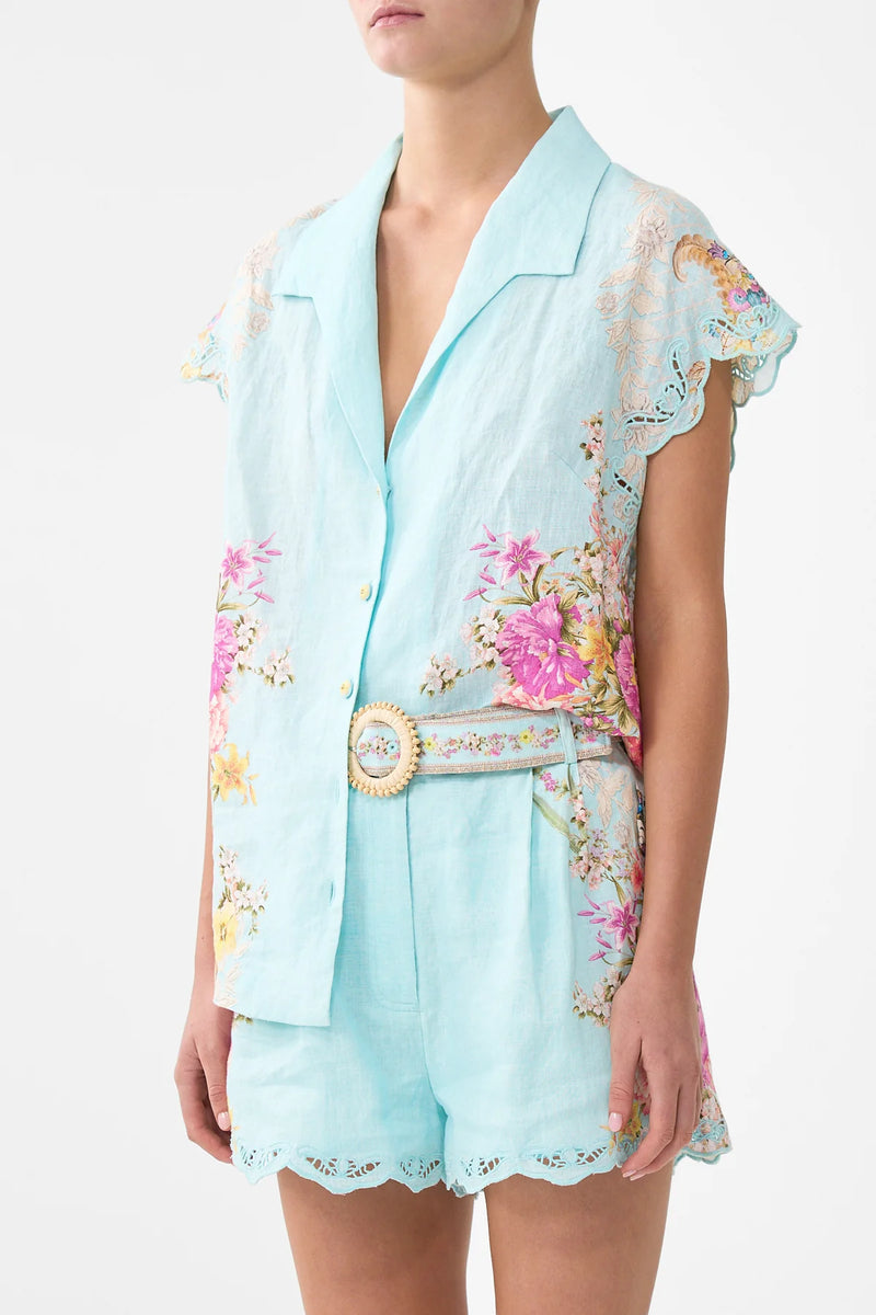Camilla Bazaar Blooms Button Through Collared Top