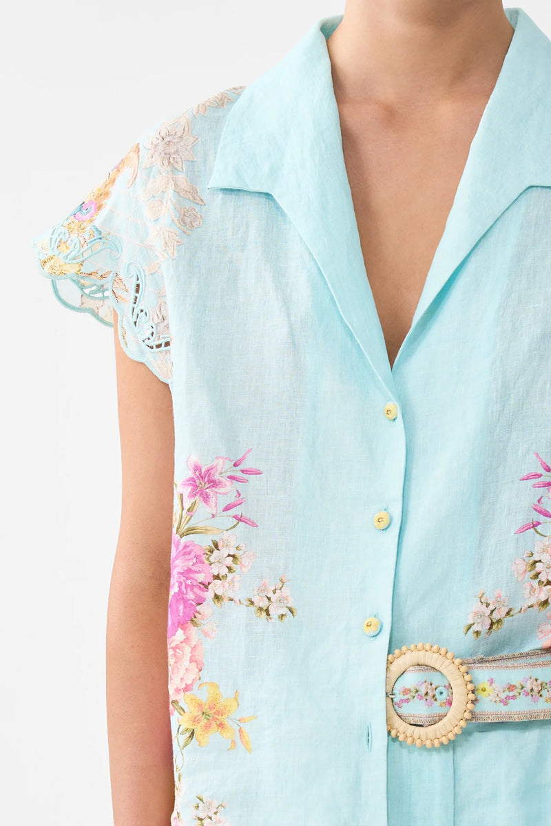 Camilla Bazaar Blooms Button Through Collared Top