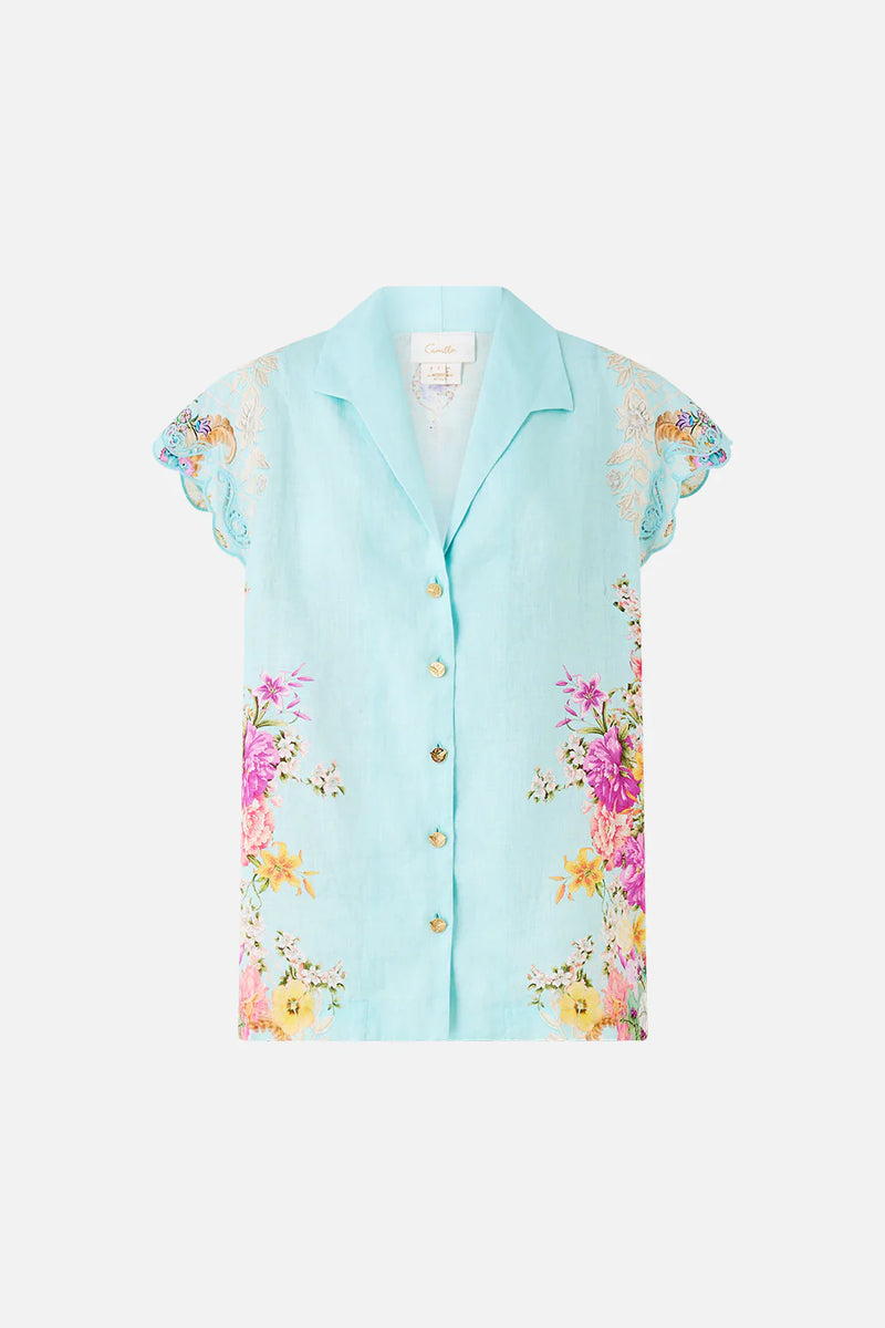 Camilla Bazaar Blooms Button Through Collared Top