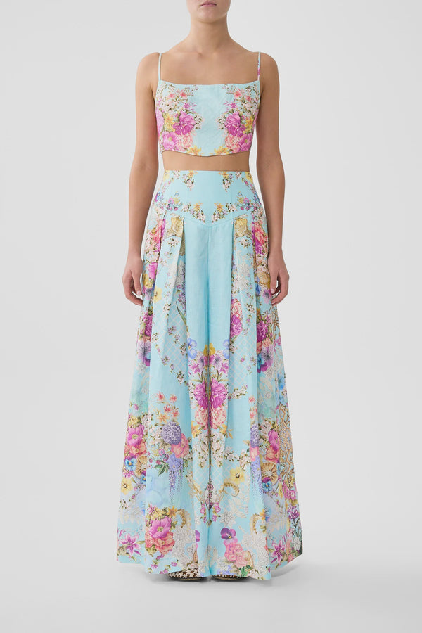 Camilla Bazaar Blooms Corset Waist Wide Leg Pants