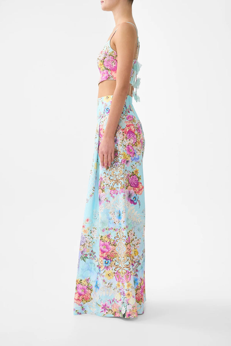 Camilla Bazaar Blooms Corset Waist Wide Leg Pants
