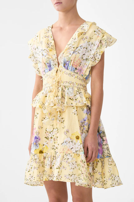 Camilla Darling Buds Waisted Short Dress with Ruffle Details