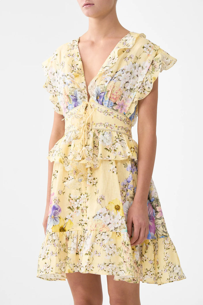Camilla Darling Buds Waisted Short Dress with Ruffle Details