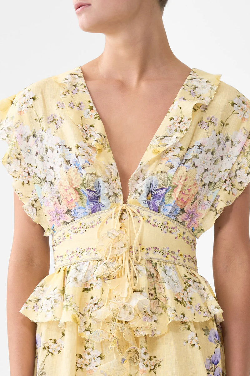 Camilla Darling Buds Waisted Short Dress with Ruffle Details