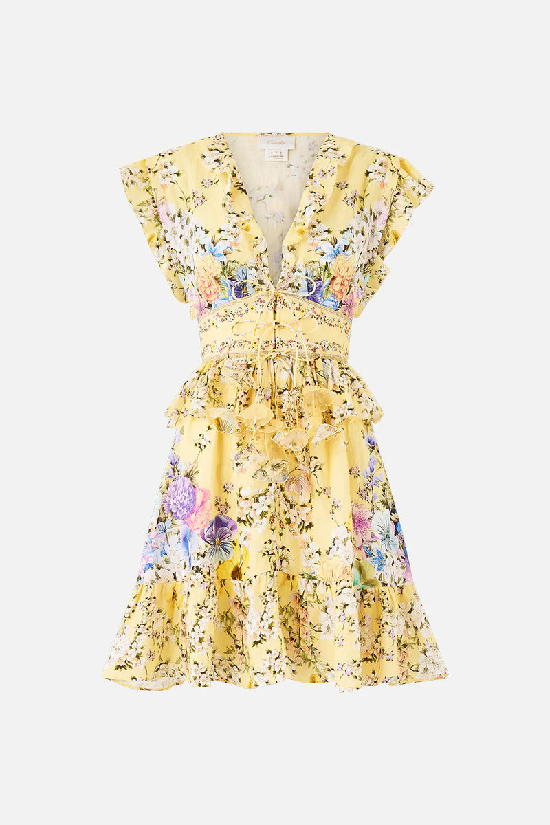 Camilla Darling Buds Waisted Short Dress with Ruffle Details