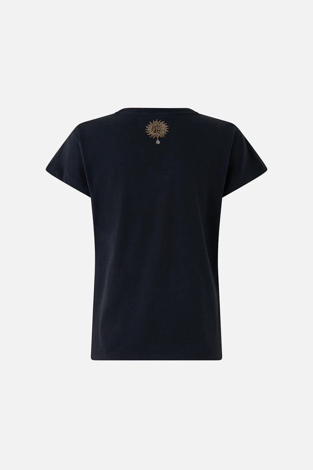 Camilla Feline Folklore Slim Fit Round Neck T-Shirt - Black