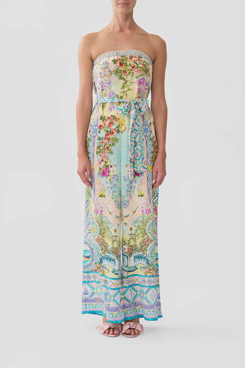 Camilla Just Coasting Tie Waist Strapless Jumpsuit
