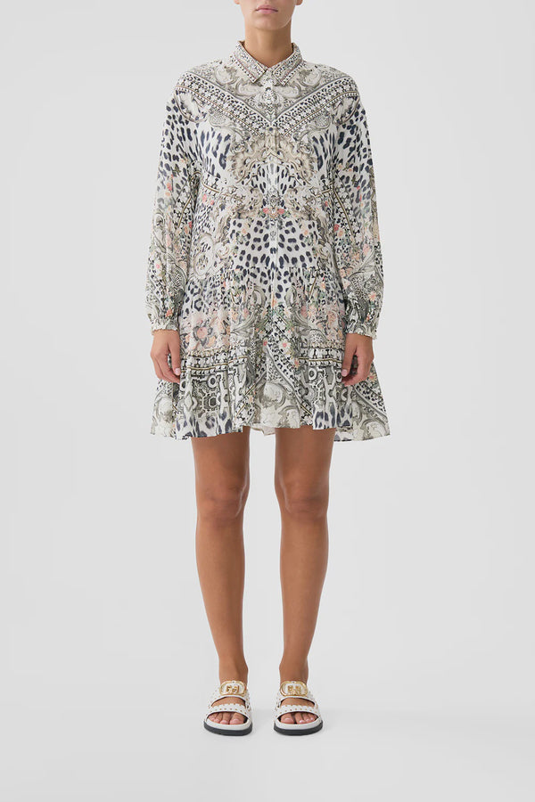 Camilla Marble Heaven Long Sleeve Tiered Short Dress