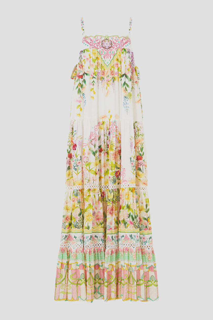 Camilla The Call of Catalonia Long Tiered Dress With Bow Ties