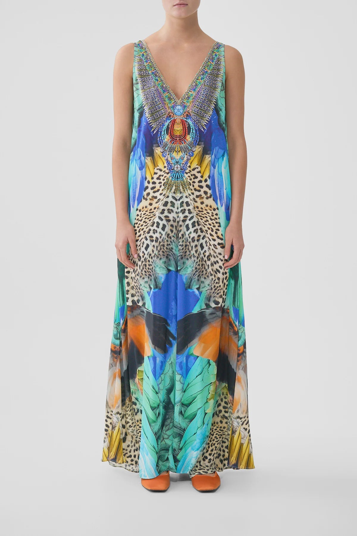 Camilla Jungle Flight V-Neck Flared Jumpsuit