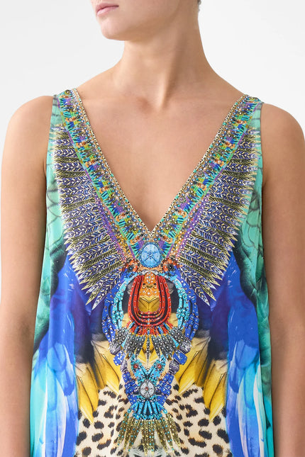 Camilla Jungle Flight V-Neck Flared Jumpsuit