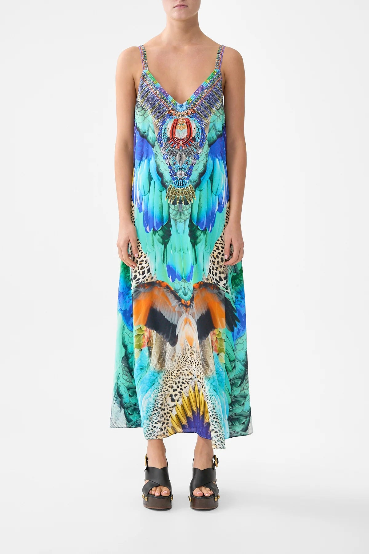 Camilla Jungle Flight V-Neck Midi Slip Dress