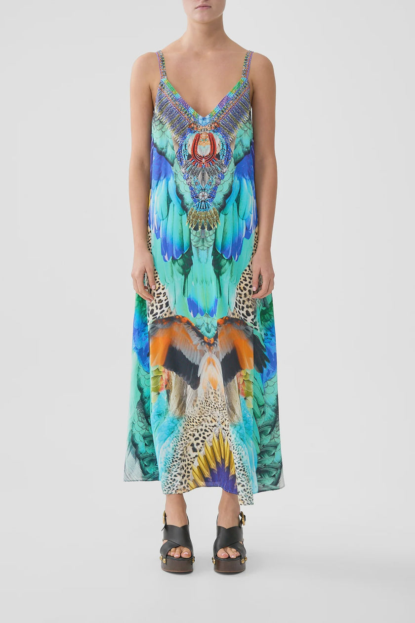 Camilla Jungle Flight V-Neck Midi Slip Dress
