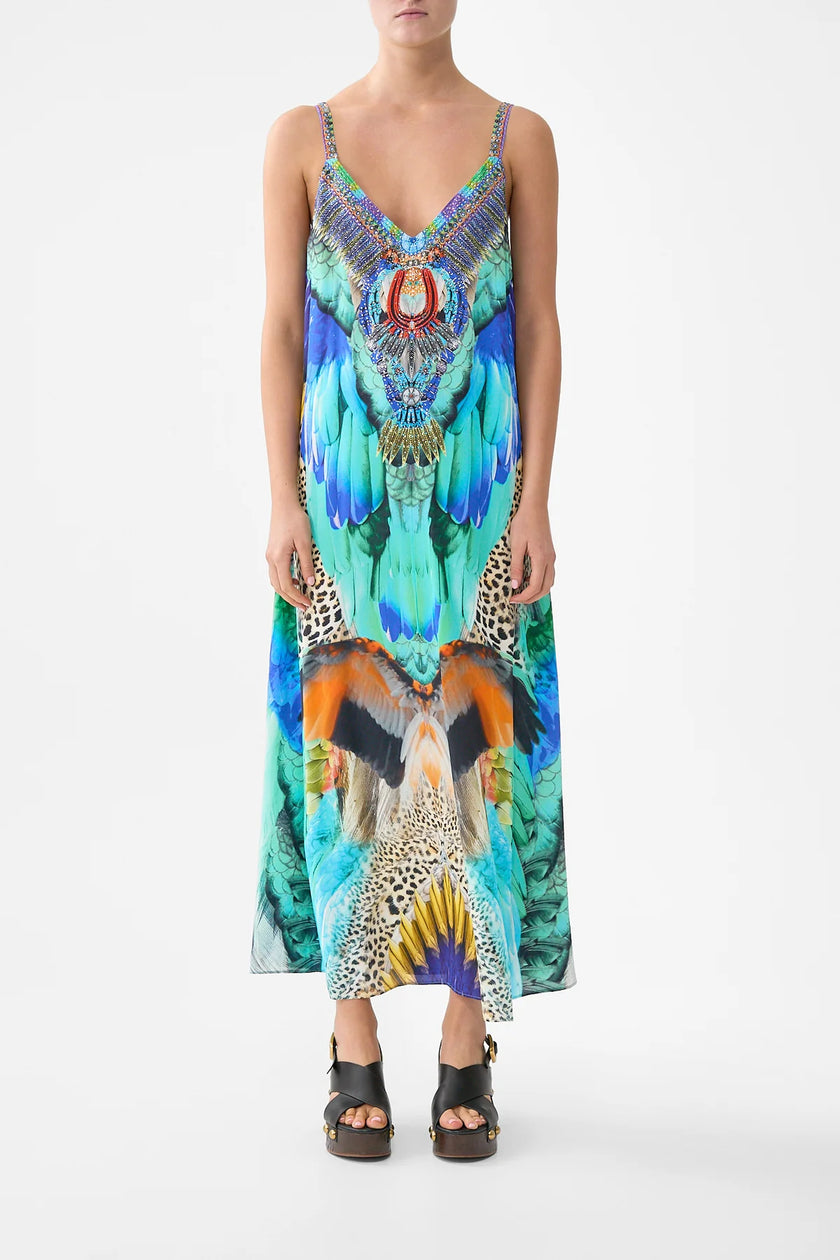 Camilla Jungle Flight V-Neck Midi Slip Dress
