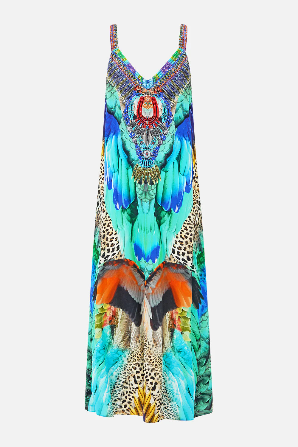 Camilla Jungle Flight V-Neck Midi Slip Dress