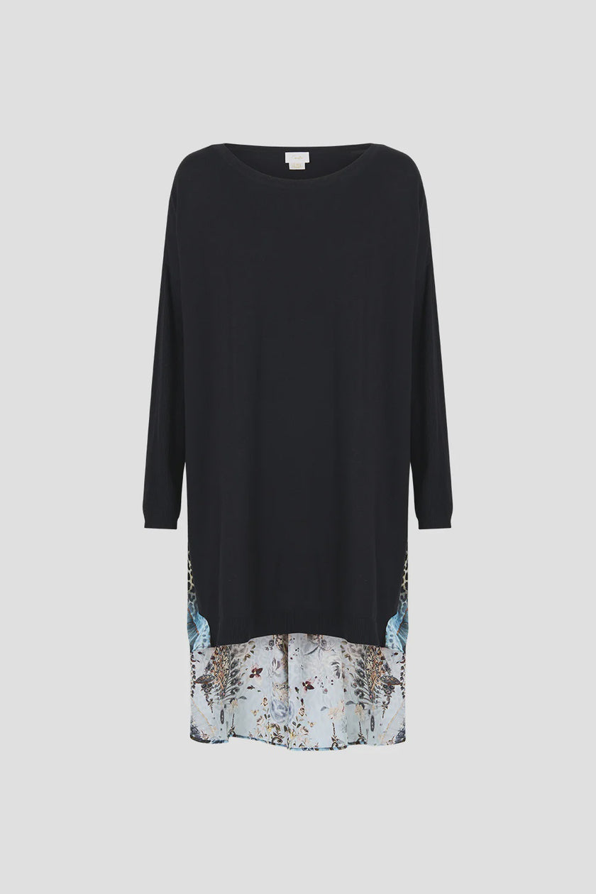 Camilla Fiesta Seiesta Repeat Knit Jumper with Pleated Silk Back