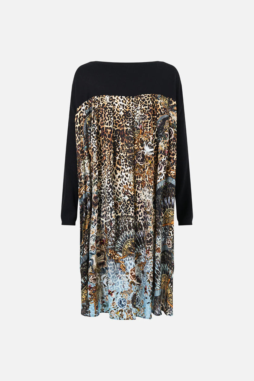 Camilla Fiesta Seiesta Repeat Knit Jumper with Pleated Silk Back