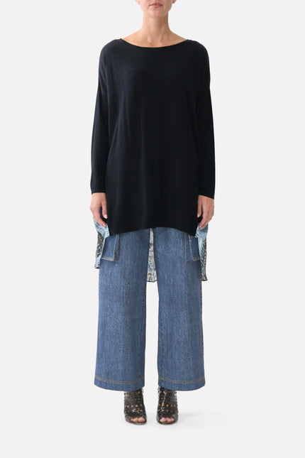 Camilla Fiesta Seiesta Repeat Knit Jumper with Pleated Silk Back