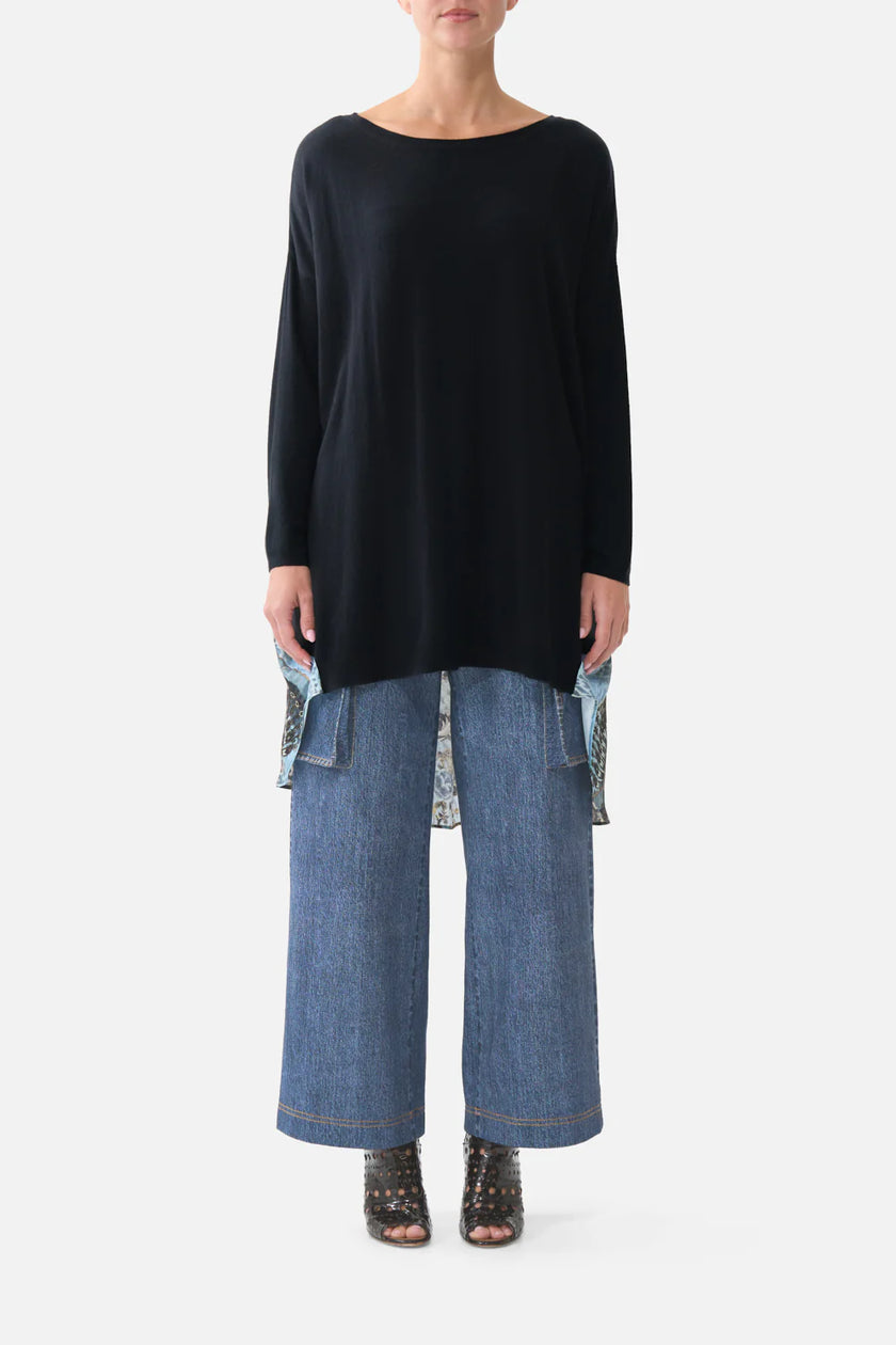 Camilla Fiesta Seiesta Repeat Knit Jumper with Pleated Silk Back