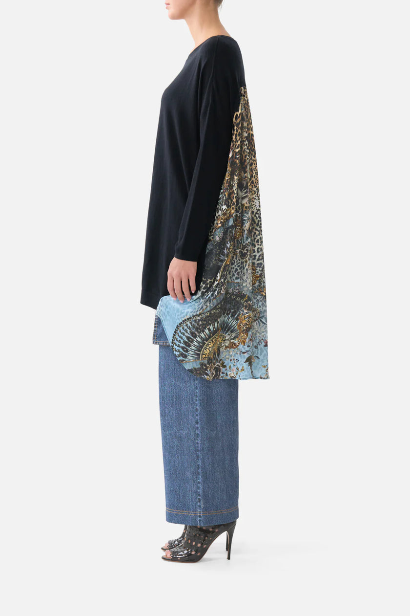 Camilla Fiesta Seiesta Repeat Knit Jumper with Pleated Silk Back