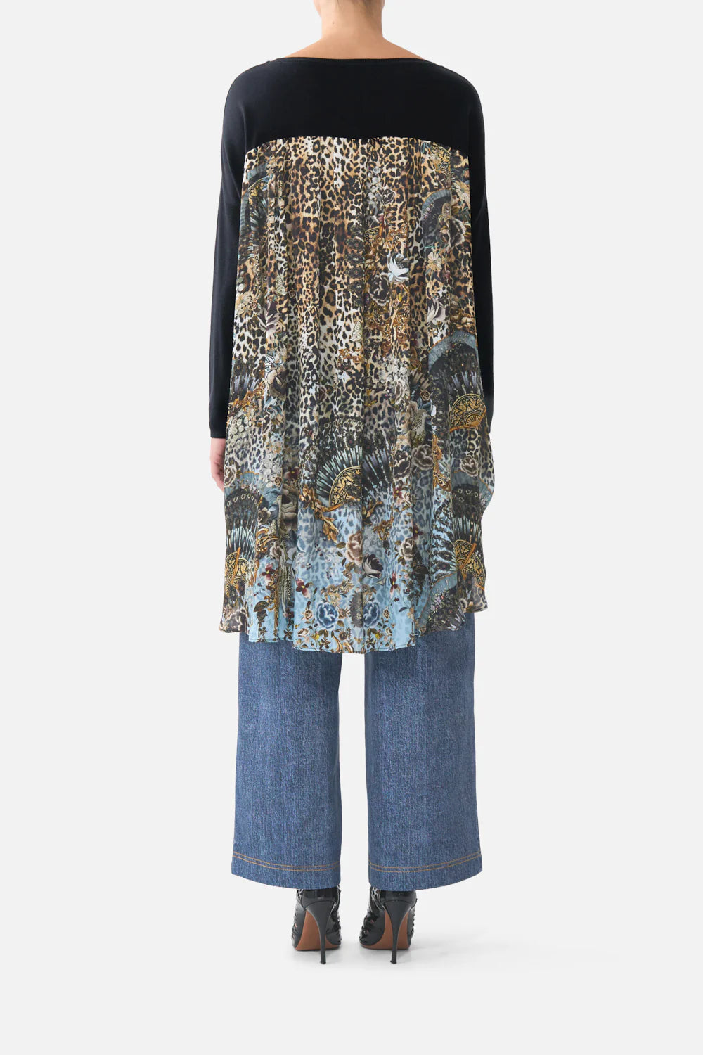 Camilla Fiesta Seiesta Repeat Knit Jumper with Pleated Silk Back