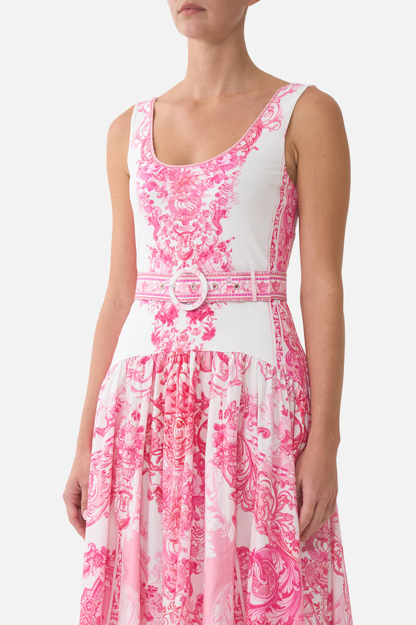 Camilla Livin La Visa Rosa Jersey Tank Dress with Contrast Skirt