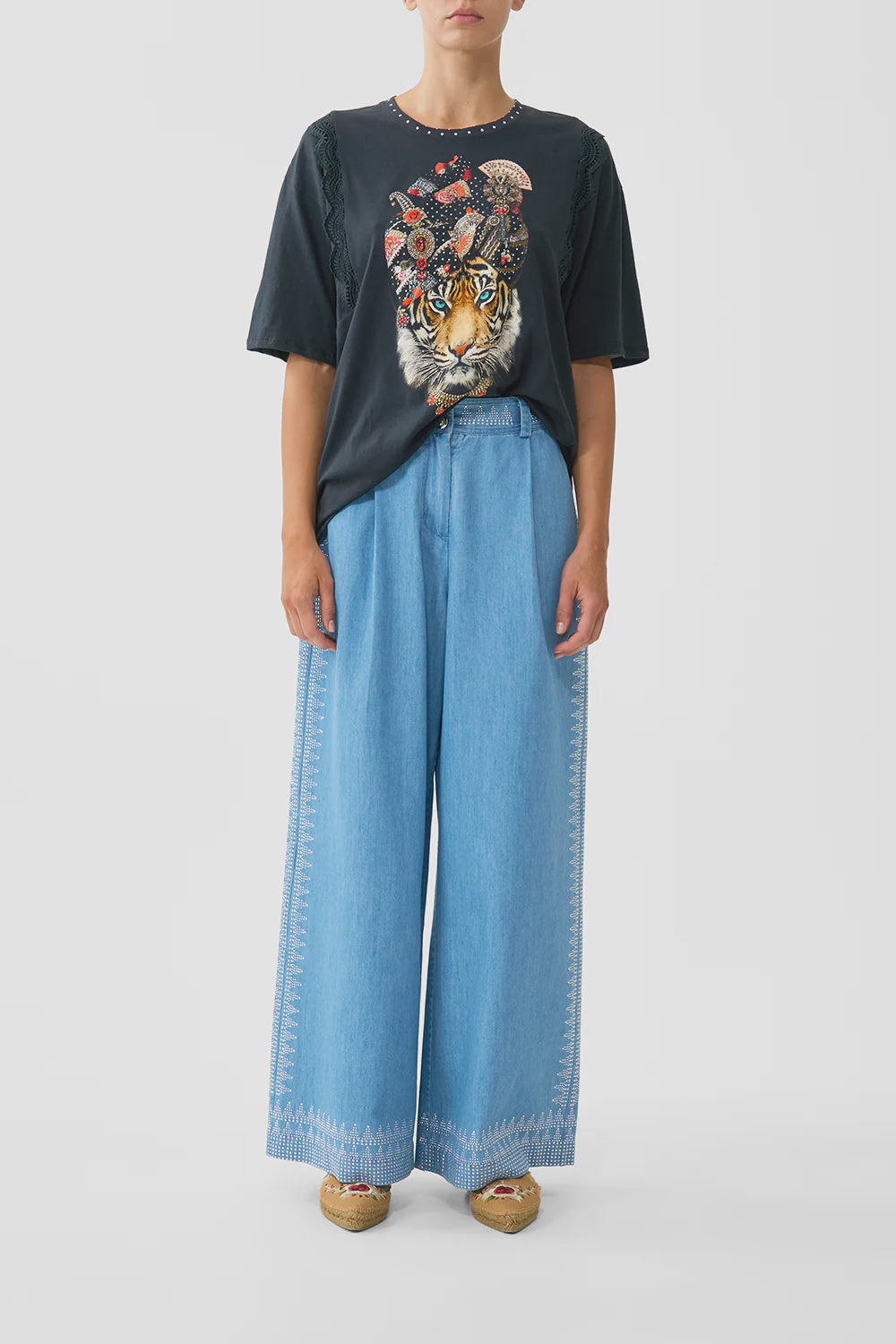 Camilla Daughters of Duende Oversize Tee with Lace Trim