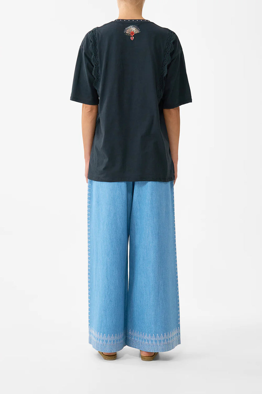 Camilla Daughters of Duende Oversize Tee with Lace Trim