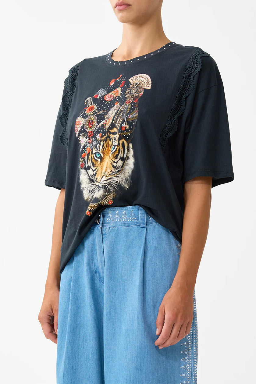 Camilla Daughters of Duende Oversize Tee with Lace Trim