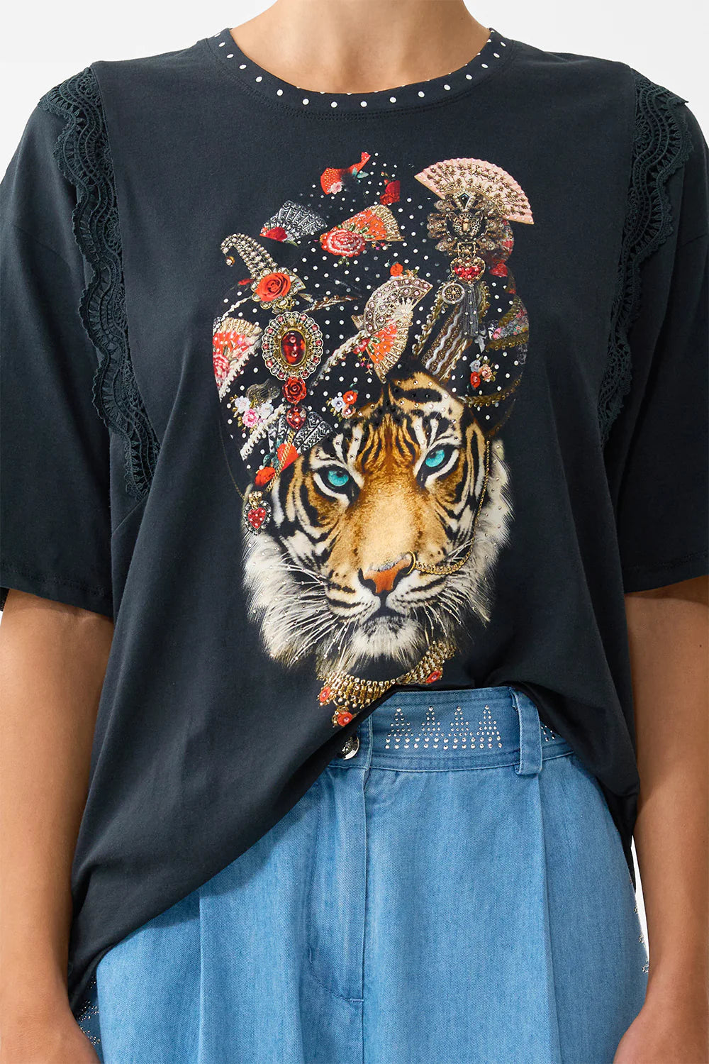 Camilla Daughters of Duende Oversize Tee with Lace Trim