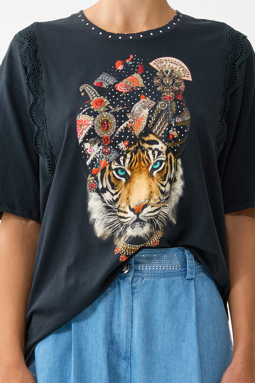 Camilla Daughters of Duende Oversize Tee with Lace Trim