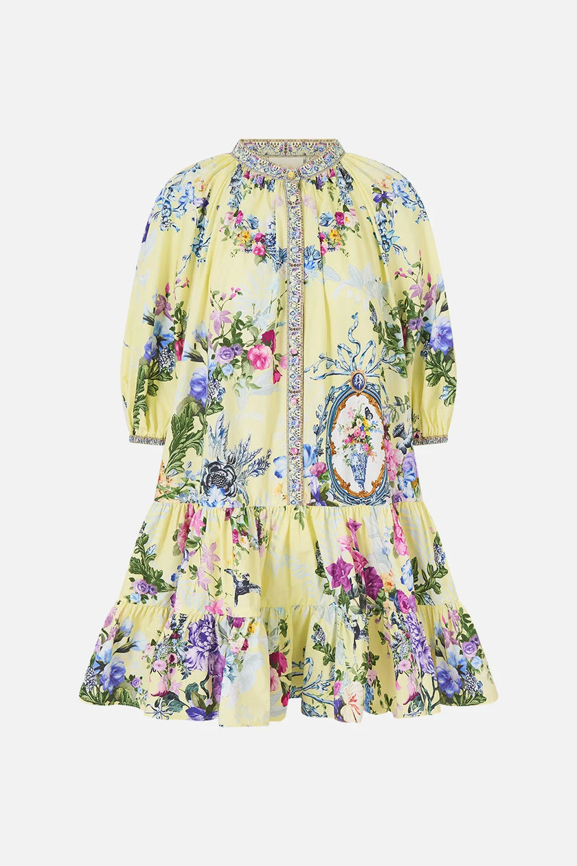 Camilla Chinoiserie Child Puff Sleeve Shirt Dress
