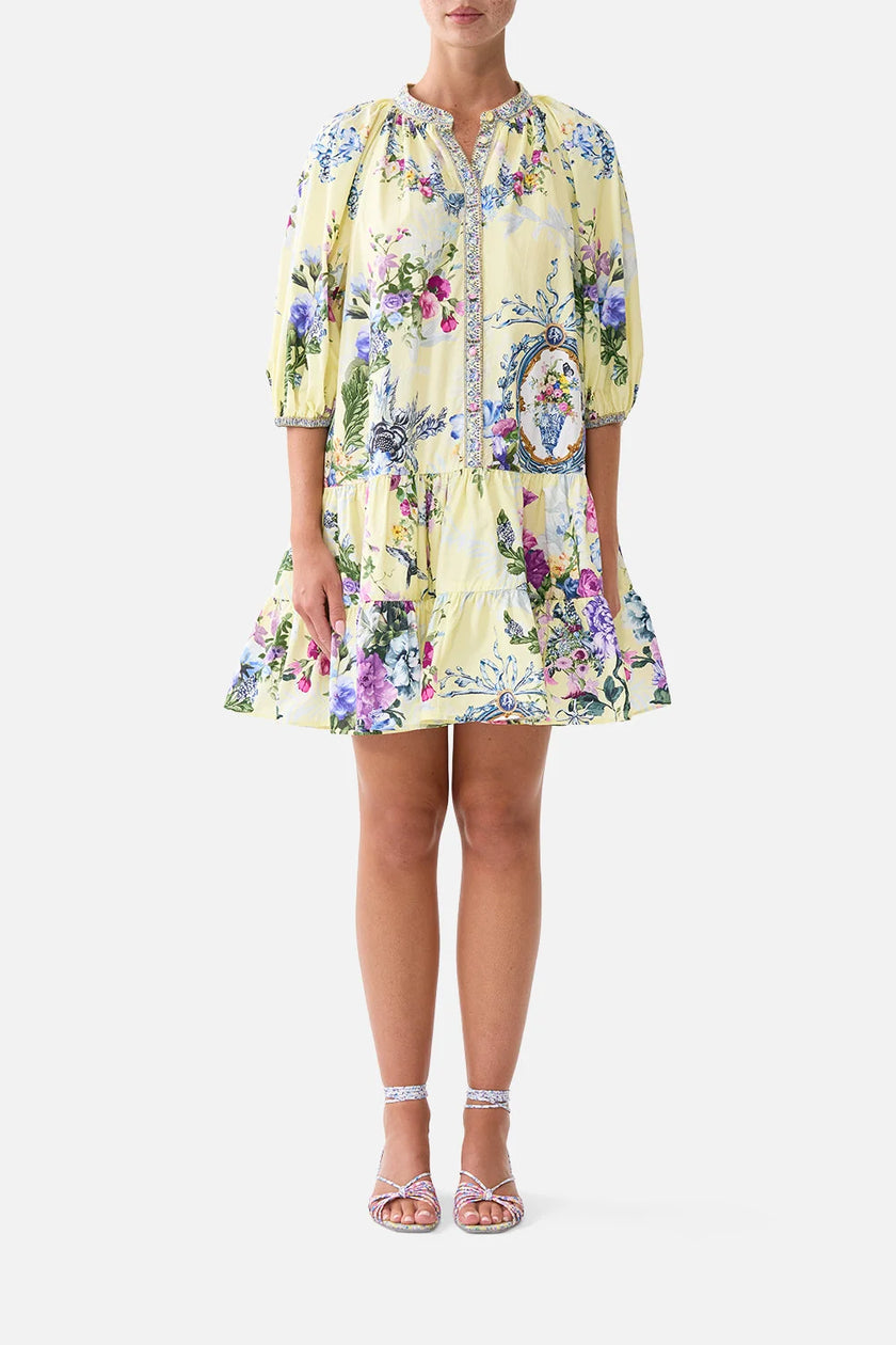 Camilla Chinoiserie Child Puff Sleeve Shirt Dress