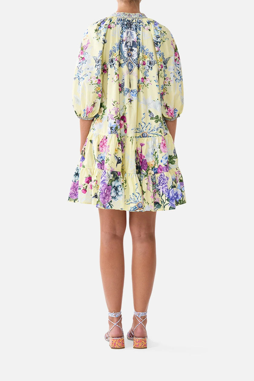 Camilla Chinoiserie Child Puff Sleeve Shirt Dress