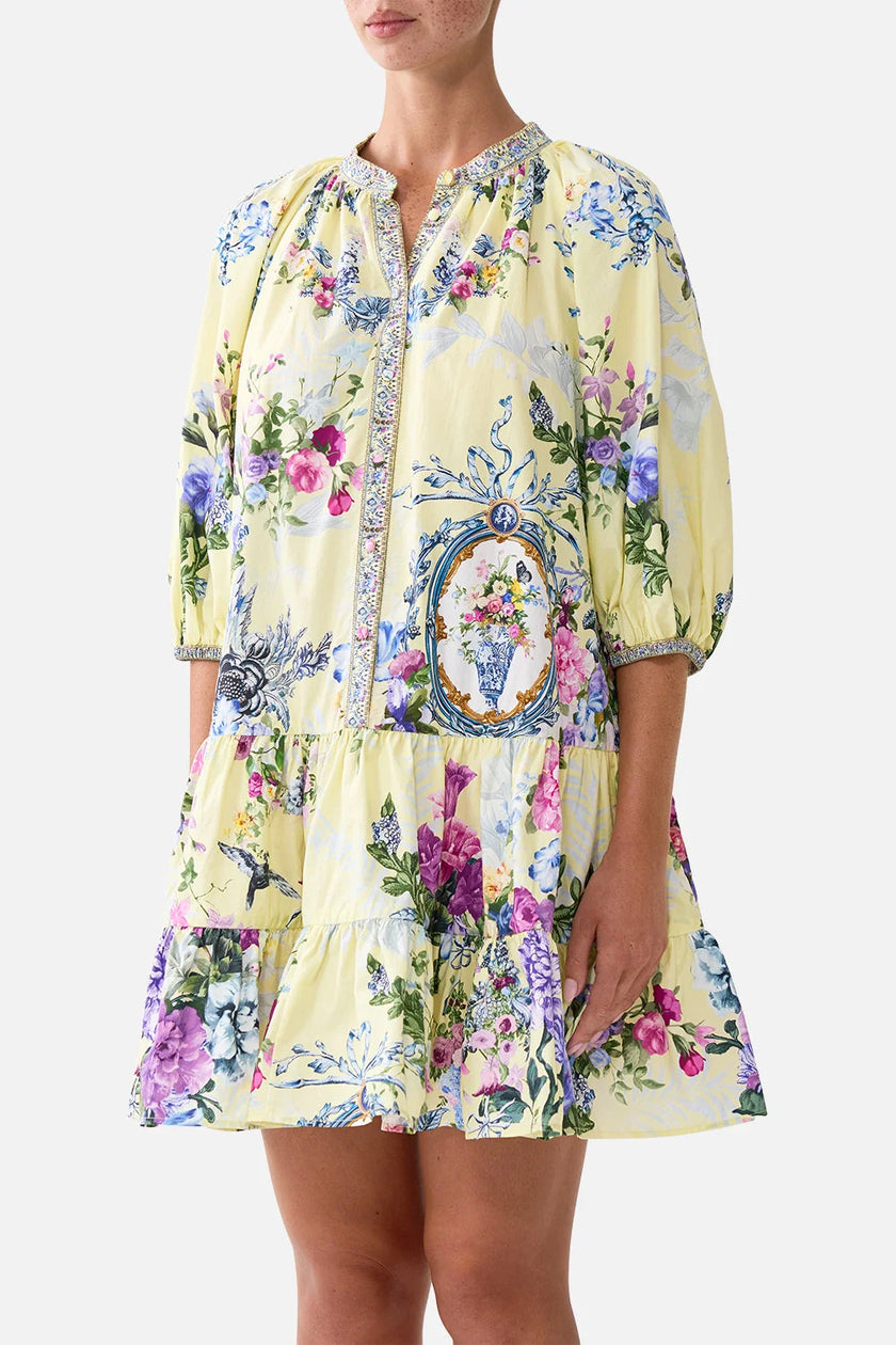Camilla Chinoiserie Child Puff Sleeve Shirt Dress