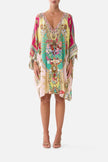 Camilla Painted Prayers Tie Sleeve Short V Neck Kaftan