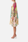 Camilla Painted Prayers Tie Sleeve Short V Neck Kaftan