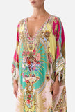 Camilla Painted Prayers Tie Sleeve Short V Neck Kaftan
