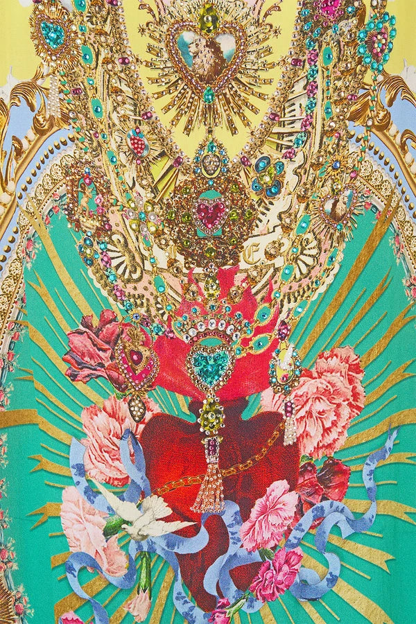 Camilla Painted Prayers Round Neck Kaftan