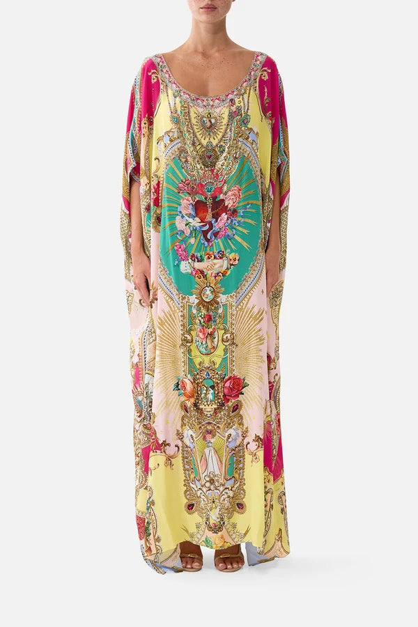Camilla Painted Prayers Round Neck Kaftan