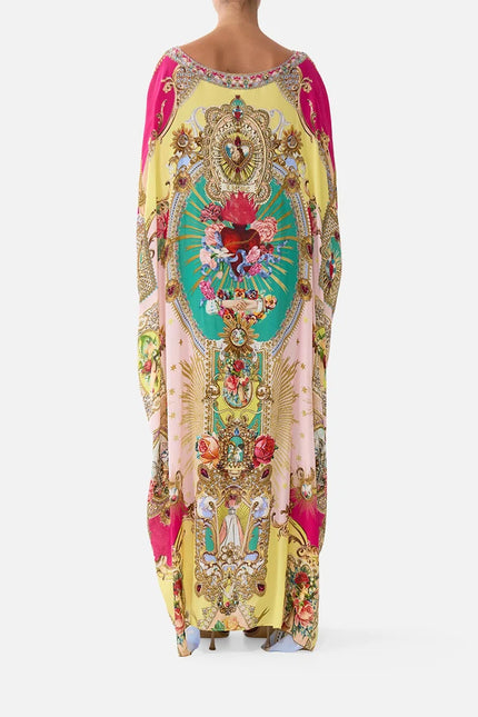 Camilla Painted Prayers Round Neck Kaftan