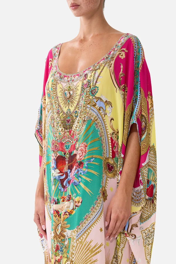 Camilla Painted Prayers Round Neck Kaftan