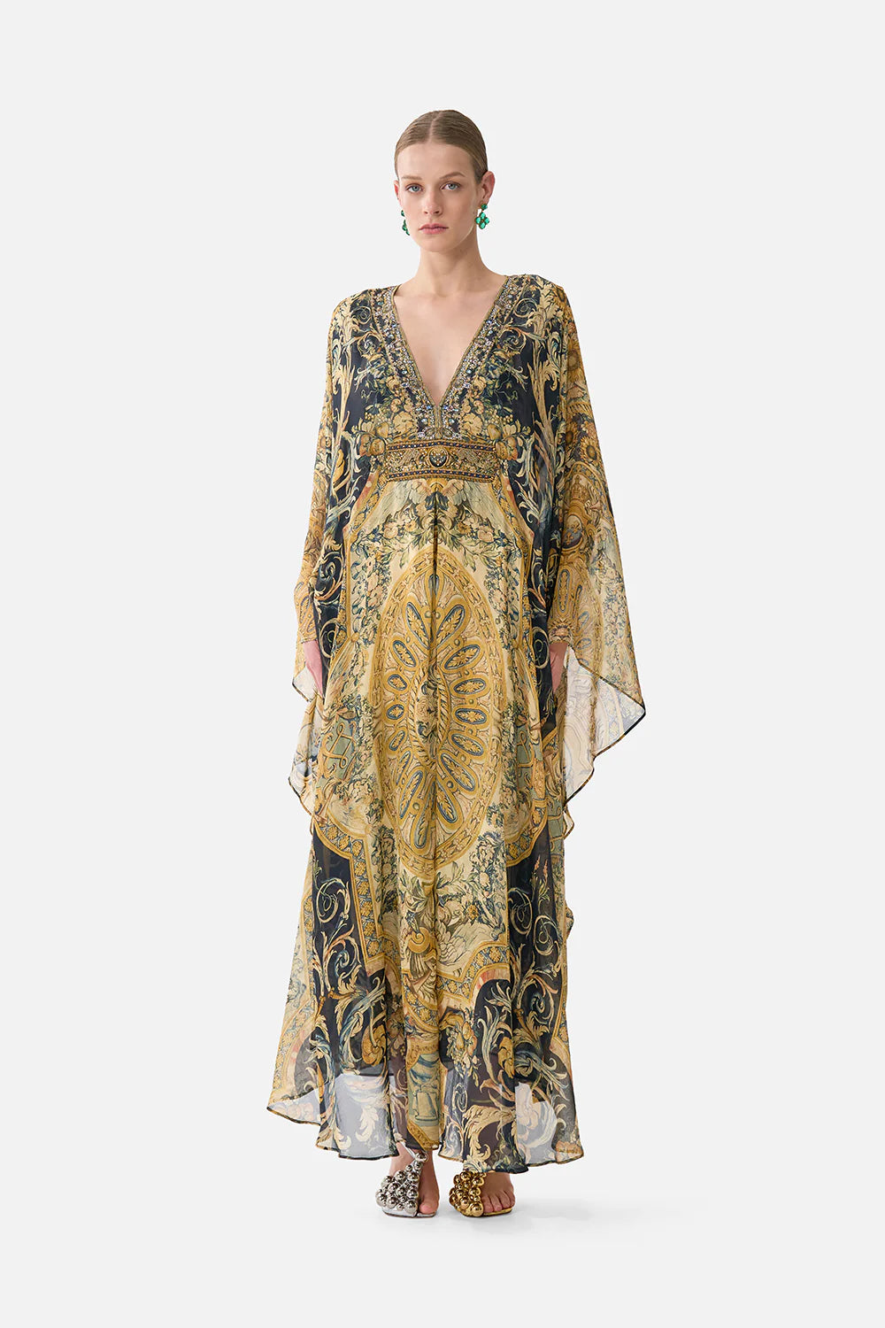 Camilla Museum Memoirs Long Kaftan with Waist Detail