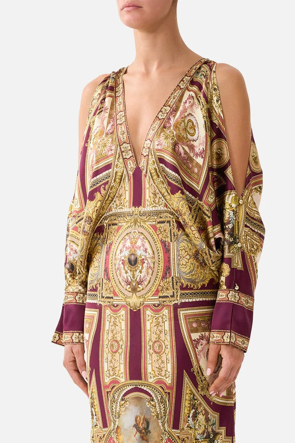 Camilla Queen Of Bohemia Plunge Neck Draped Shoulder Dress