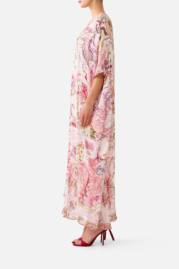 Camilla Journal De Voyage Lace Up Kaftan with Hem Ruffle