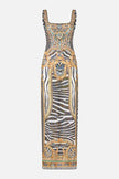 Camilla Zig Zag Zoo Square Neck Beach Maxi Dress with Low Back