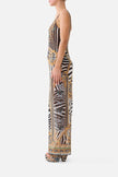 Camilla Zig Zag Zoo Square Neck Beach Maxi Dress with Low Back