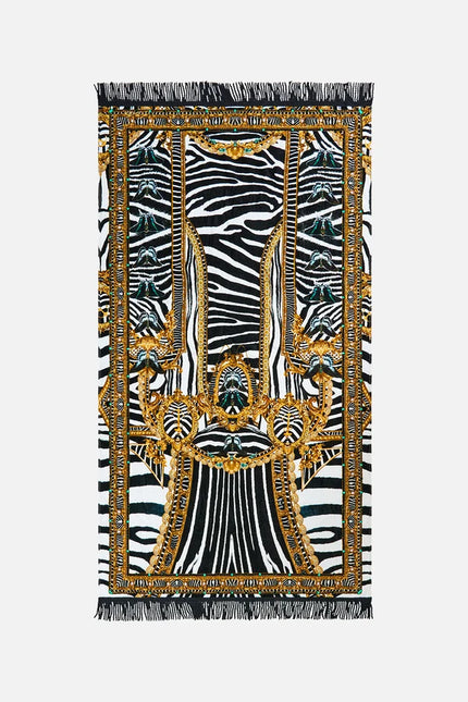 Camilla Zig Zag Zoo Beach Towel with Fringe